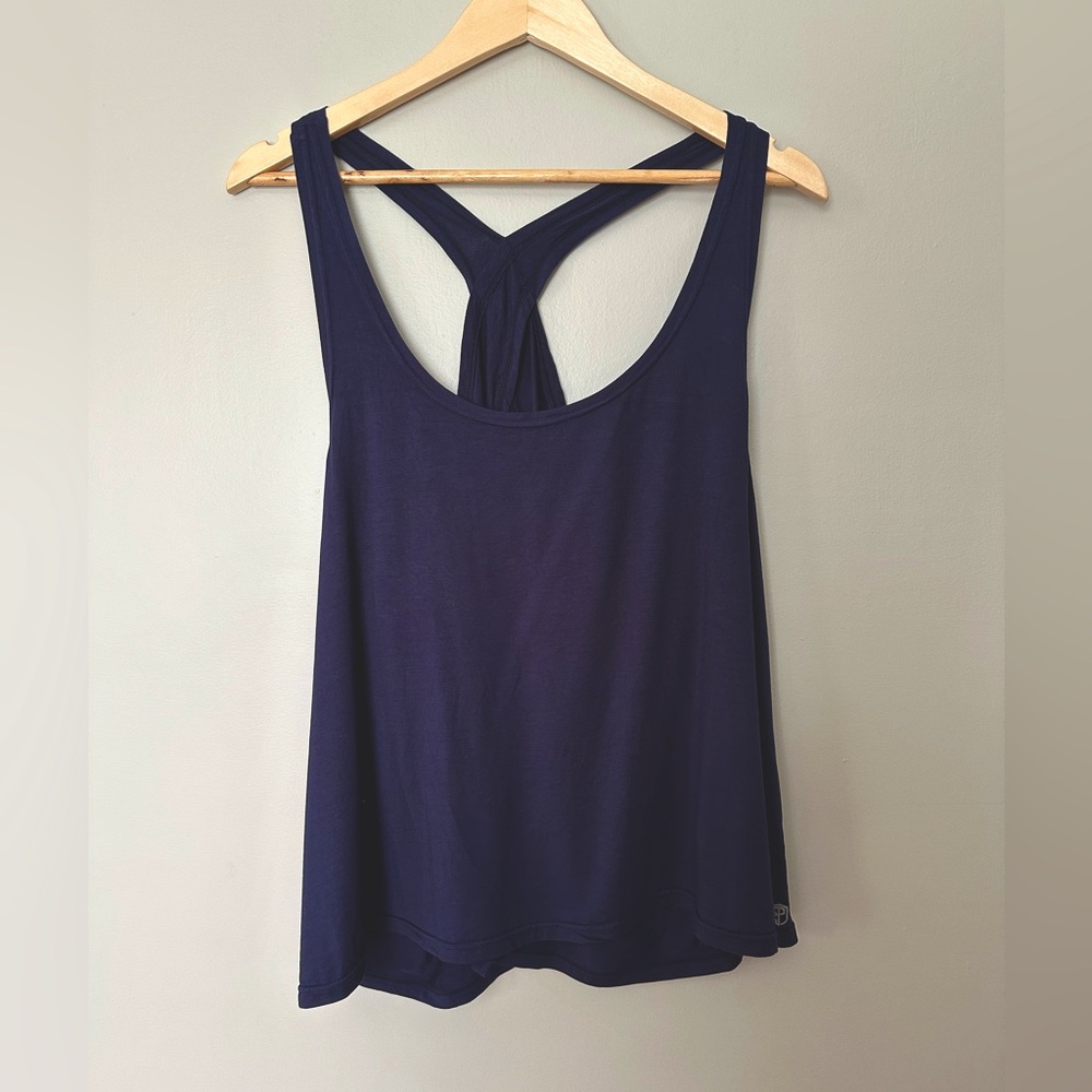 Born Primitive Open Back Workout Tank Top Navy Blue Bamboo Fabric Size XL
